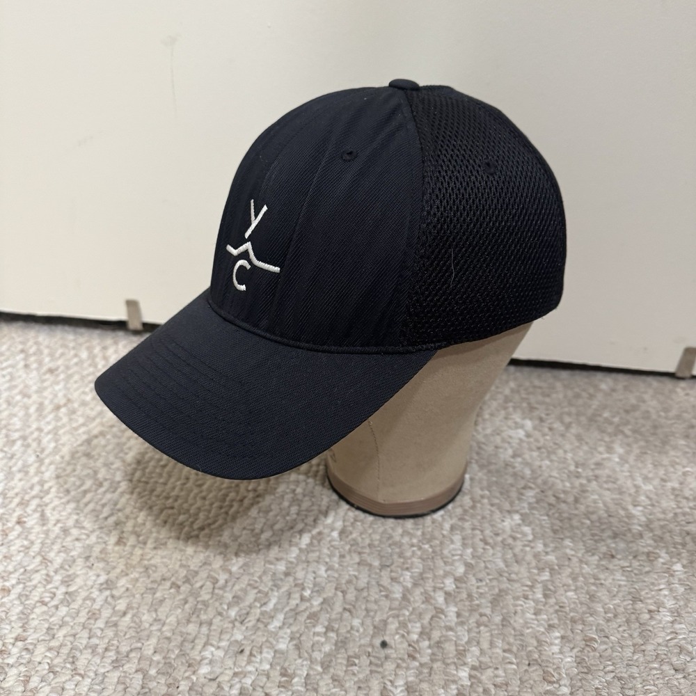 Yellowstone Club YC Navy Black Hat Cap Flexfit L XL Ski Big Sky Montana